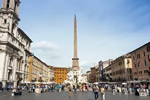 Fontana dei Quattro Fiumi, topped by the Obelisk of Domitian, Piazza Navona, Rome