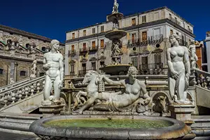 Water Fountain Prints: Fontana Pretoria landmark fountain with marble nude statues