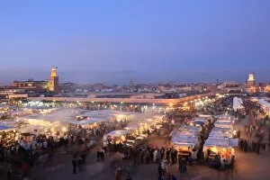 Food stalls, Djemaa el Fna, Marrakech, Morocco, North Africa, Africa