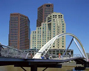 South Bank Prints: Footbridge and office blocks in the South Bank area of Melbourne, Victoria