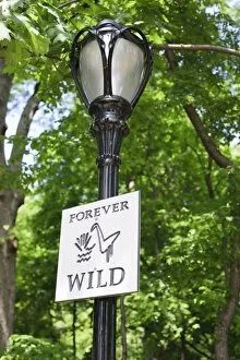Forever Wild sign, Central Park, Manhattan, New York City, New York, United States of America