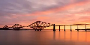 Scottish Culture Prints: Forth Rail Bridge at sunrise, UNESCO World Heritage Site, Scotland, United Kingdom