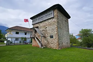 Balkan Prints: Fortified tower near Bayram Curri, Albania, Europe