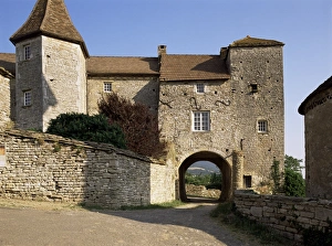 Fortified village gateway, Blanot, Burgundy, France, Europe
