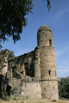 Gondar Prints: Fortified wall of compound, Kuskuam (Kusquam) church, Gondar, Ethiopia, Africa