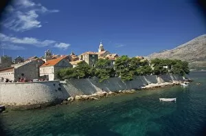 Fortified walls, Old Town, Korcula, Korcula Island, Dalmatia, Croatia, Europe