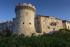 Korcula Prints: Fortress Tower in Korcula Town, Korcula, Dalmatia, Croatia, Europe