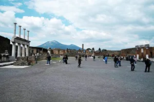 Volcano Prints: The forum of Pompeii with Mount Vesuvius in the background