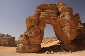 Outcrop Prints: Forzhaga Natural Arch in Akakus Mountains, Sahara Desert, Libya, North Africa, Africa
