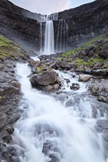 Motion Blur Prints: Fossa waterfall, Sunda municipality, Streymoy Island, Faroe Islands, Denmark, Europe