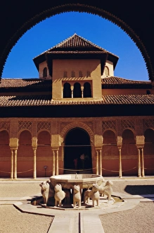 Fountain with 12 stone lions and Patio de los Leones