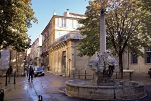 Images Dated 30th July 2008: Fountain of the Four Dolphins, Aix-en-Provence, Bouches-du-Rhone, Provence