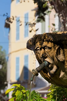 Pipe Prints: Fountain in the form of a man in Cassis old town, Cassis, Provence, France, Europe