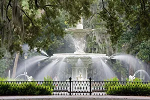 Georgia Prints: Fountain, Forsyth Park, Savannah, Georgia, United States of America, North America