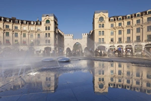 City Gate Prints: Fountain at Karlsplatz Square, Stachus, Karlstor Gate, Munich, Bavaria, Germany, Europe