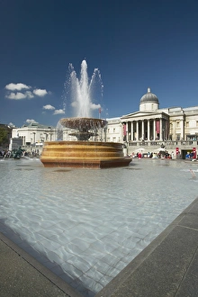 Trafalgar Square Prints: Fountain and the National Gallery, Trafalgar Square, London, England, United Kingdom