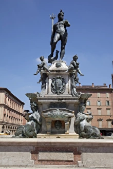 Bologna Prints: Fountain of Neptune, Piazza del Nettuno, Bologna, Emilia Romagna, Italy, Europe