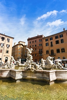 Fountain of Neptune, Piazza Navona, Rome, Unesco World Heritage Site, Latium, Italy