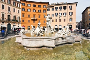 Piazza Navona Prints: Fountain of Neptune, Piazza Navona, Rome, Unesco World Heritage Site, Latium, Italy