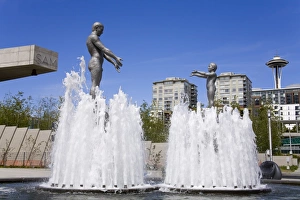 Seattle Prints: Fountain at Olympic Sculpture Park, Seattle, Washington State, United States of America