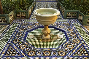 Court Yard Prints: Fountain, Palais de la Bahia, Medina, Marrakesh, Morocco, North Africa, Africa