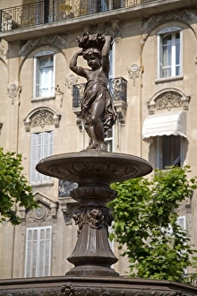 Cote Dazur Prints: Fountain, Place de Gaulle, Cannes, Alpes Maritimes, Provence, Cote d Azur