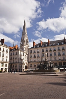 The fountain in Place Royale in the centre of Nantes, Loire-Atlantique, France, Europe