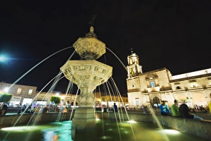 Fountain in Plaza Valladolid, Morelia, UNESCO World Heritage Site, Michoacan state