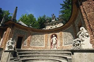 Schloss Hellbrunn Prints: Fountain in pleasure garden, Schloss Hellbrunn, near Salzburg, Austria, Europe