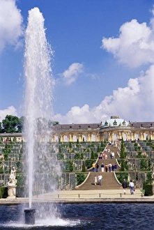 Potsdam Prints: Fountain, Schloss Sanssouci (Sanssouci Palace)