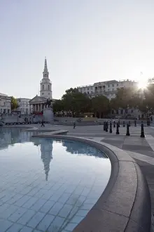 Trafalgar Square Prints: Fountain with statue of George IV and St