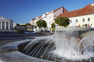 Vilnius Prints: Fountain in Town Hall Square, Vilnius, Lithuania, Baltic States, Europe
