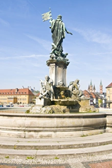 Franconia Prints: Fountain before the Wurzburg Residence, Franconia, Bavaria, Germany, Europe