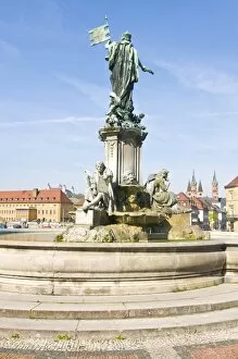 Images Dated 27th April 2008: Fountain before the Wurzburg Residence, Franconia, Bavaria, Germany, Europe