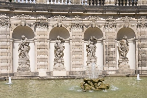 Zwinger Prints: Fountain, Zwinger, Dresden, Saxony, Germany, Europe