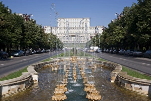 Fountains in front of the Palace of Parliament, former Ceausescu Palace Fountains in front of the Palace of Parliament, former Ceausescu Palace