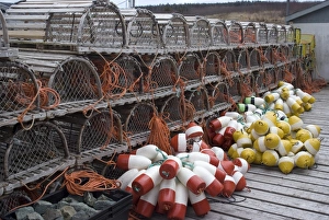 Lobster Pot Prints: Fourchu fishing village, Cape Breton, Nova Scotia, Canada, North America
