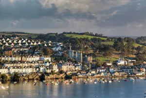 Cornwall Prints: Fowey town and harbour, viewed from Polruan, Cornwall, England, United Kingdom, Europe