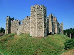 Suffolk Prints: Framlingham Castle, showing flanking towers, Framlingham, Suffolk, England
