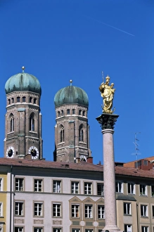 Frauenkirche Prints: Frauenkirche towers and Mariensaule (St