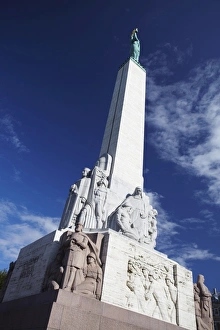 Latvia Prints: Freedom Monument, Riga, Latvia, Baltic States, Europe