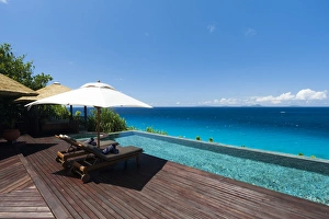 Swimming Pools Prints: Fregate Island Resort, Seychelles, Indian Ocean, Africa
