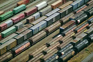 Canadian Prints: Freight wagons on the Canadian Pacific Railway at Vancouver Harbour, Vancouver