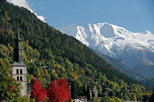 French Alps Prints: French Alps in autumn, Baroque church