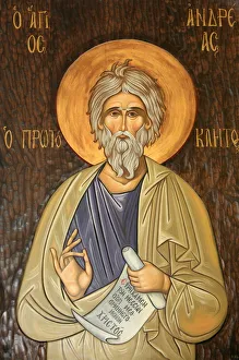 Images Dated 14th April 2006: Fresco in Aghios Andreas monastery on Mount Athos, Greece, Europe