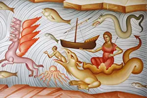 Galilee Prints: Detail of fresco in Capharnaum (Capernaum) Greek Orthodox church, Capharnaum, Galilee