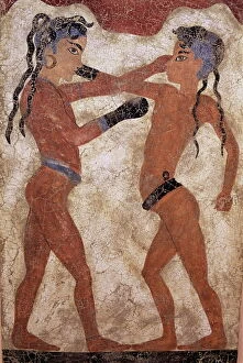 Images Dated 31st July 2008: Fresco of children boxing from Akrotiri
