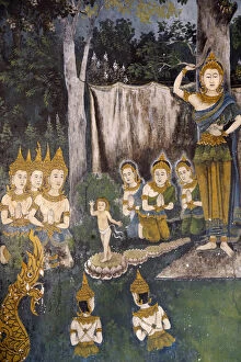 14th Century Gallery: Fresco depicting Buddha as a child in a scene of the Buddha'