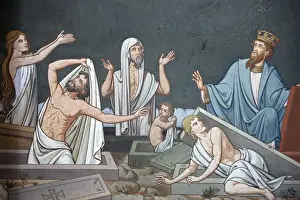 Depicting Prints: Fresco depicting the Resurrection in Notre Dame de Bayeux cathedral, Bayeux, Normandy