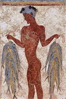 Cyclades Gallery: Fresco of a fisherman from Akrotiri